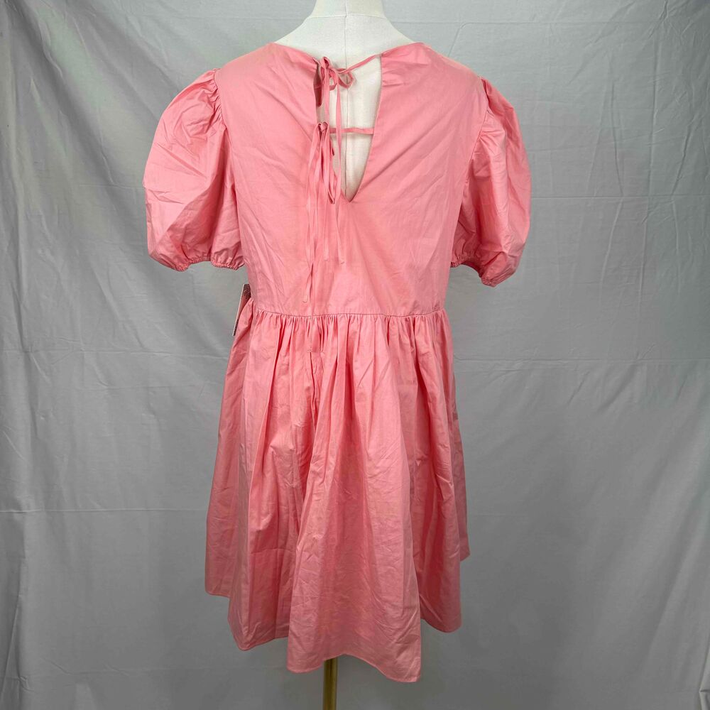 NWT Hyacinth House Tuckernuck Pink Puff Sleeve Crew Neck Babydoll Dress Small - Picture 7 of 15